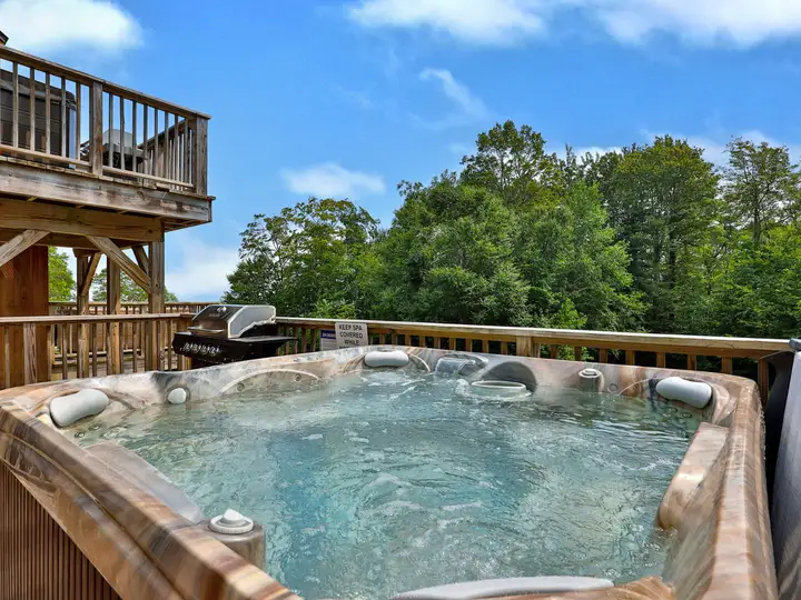 Private hot tub on the deck at Trailside Village Condo #1
