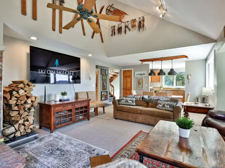 Living and dining area at Trailside Village Condo #8
